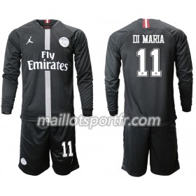 Maillot de Foot Paris Saint Germain DI MARIA 11 Jordan Noir Enfant Troisieme 2018/19 ML